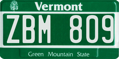 VT license plate ZBM809