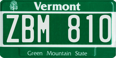 VT license plate ZBM810