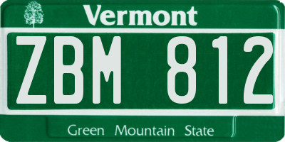 VT license plate ZBM812