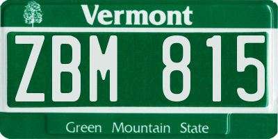 VT license plate ZBM815