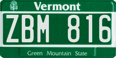 VT license plate ZBM816
