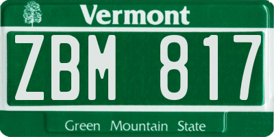 VT license plate ZBM817