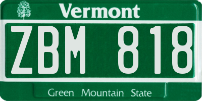 VT license plate ZBM818