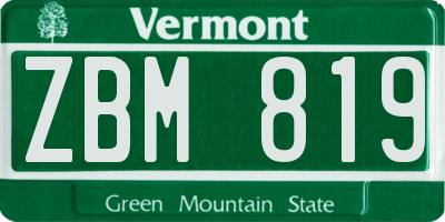 VT license plate ZBM819
