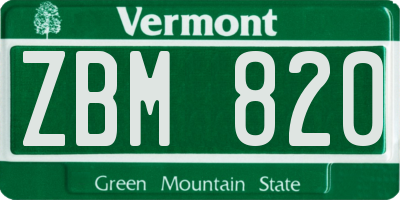 VT license plate ZBM820