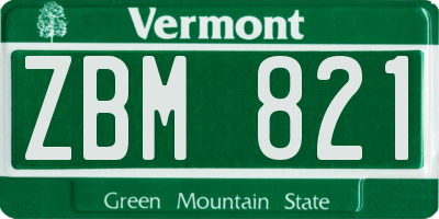VT license plate ZBM821