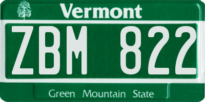 VT license plate ZBM822