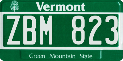 VT license plate ZBM823