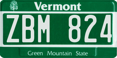 VT license plate ZBM824
