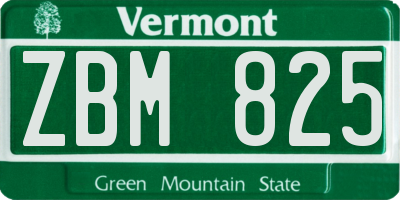 VT license plate ZBM825
