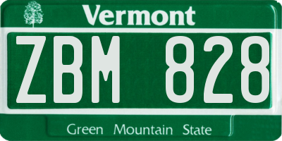 VT license plate ZBM828