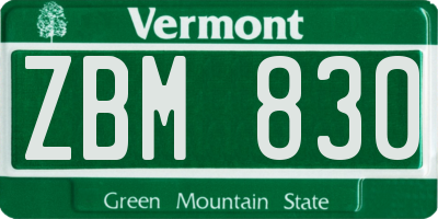 VT license plate ZBM830