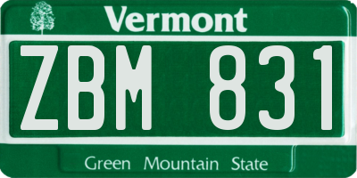 VT license plate ZBM831