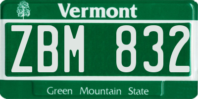 VT license plate ZBM832