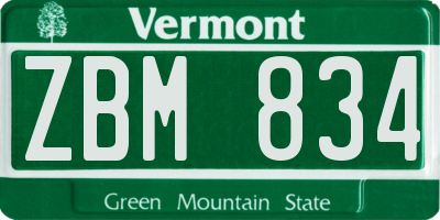 VT license plate ZBM834