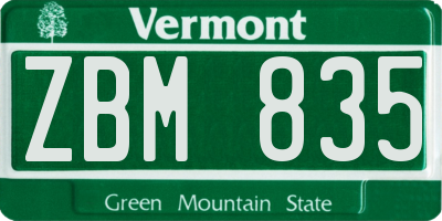 VT license plate ZBM835