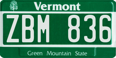 VT license plate ZBM836