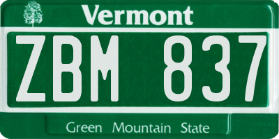 VT license plate ZBM837