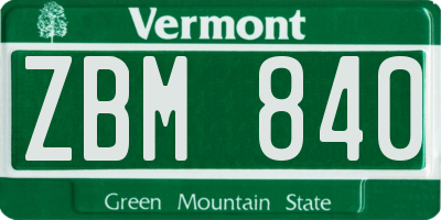 VT license plate ZBM840