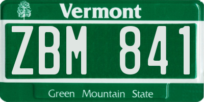 VT license plate ZBM841