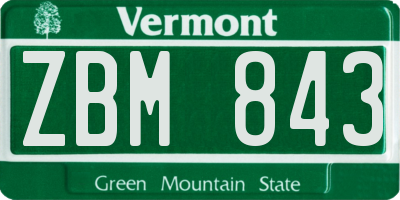 VT license plate ZBM843