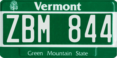 VT license plate ZBM844