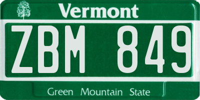 VT license plate ZBM849
