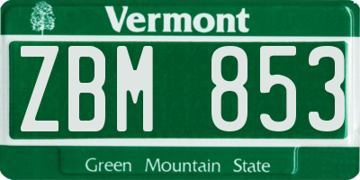 VT license plate ZBM853