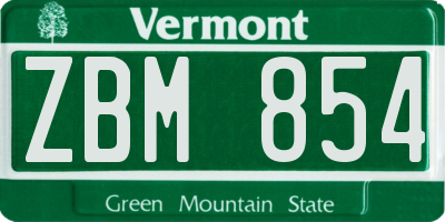 VT license plate ZBM854