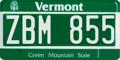 VT license plate ZBM855