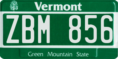 VT license plate ZBM856
