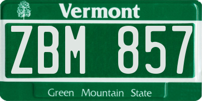 VT license plate ZBM857