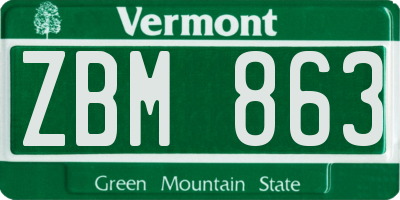 VT license plate ZBM863