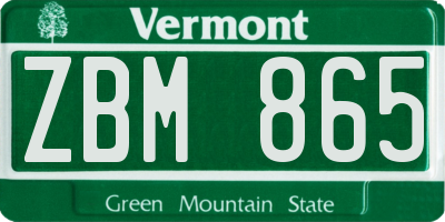 VT license plate ZBM865