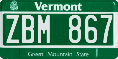 VT license plate ZBM867