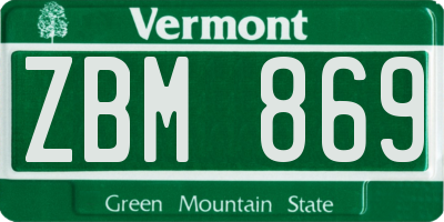 VT license plate ZBM869