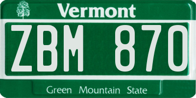 VT license plate ZBM870