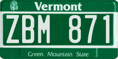 VT license plate ZBM871