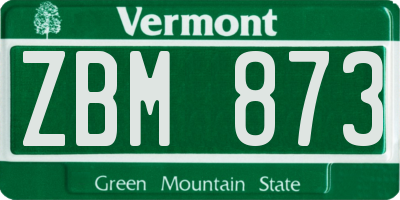 VT license plate ZBM873