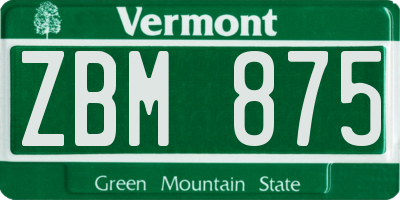 VT license plate ZBM875