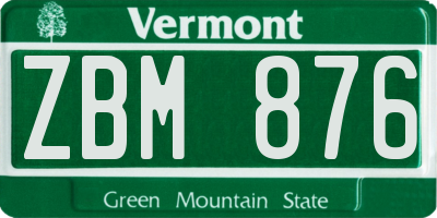 VT license plate ZBM876