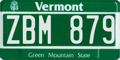 VT license plate ZBM879