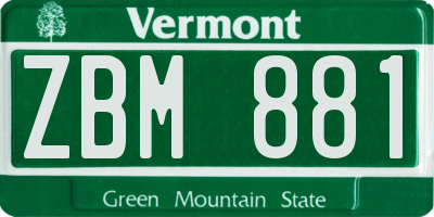 VT license plate ZBM881