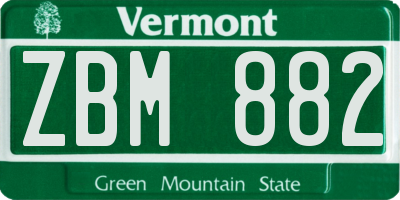 VT license plate ZBM882