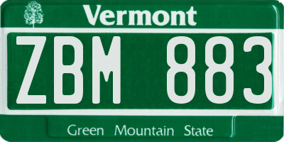 VT license plate ZBM883
