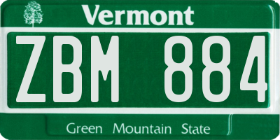 VT license plate ZBM884