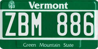 VT license plate ZBM886