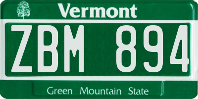 VT license plate ZBM894