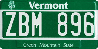VT license plate ZBM896