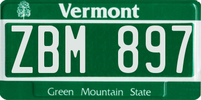 VT license plate ZBM897